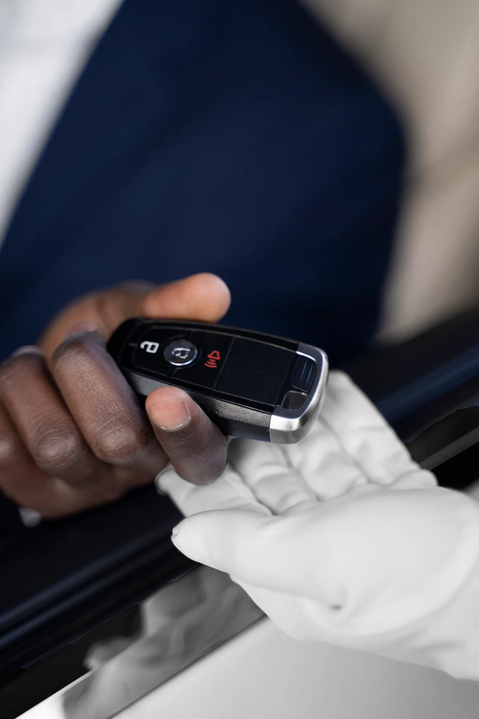 Keys handed over at vehicle pickup